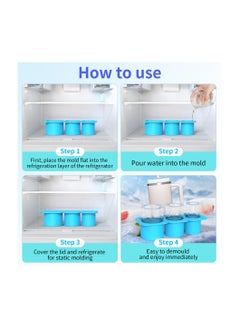 KASTWAVE Ice Cube Tray for Stanley Cup, Silicone Ice Cube Mold with Spill-Resistant Lid, 3 Hollow Cylinder Ice Cube Molds for 20-40 oz Tumblers, BPA Free, Ice Cube Trays for Freezer Drinks Whiskey, Blue  - Image 4