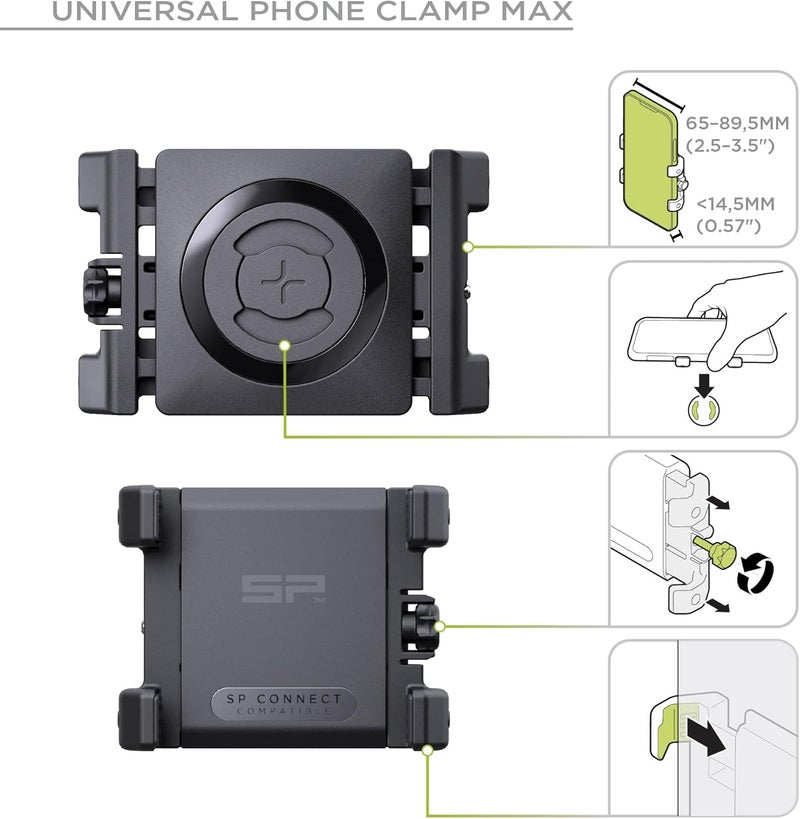 SP Connect Universal Bicycle Mobile Phone Holder - Smartphone Bracket Mount for Mountain & Road Bikes - Patented Twist Lock, Strong Clamp-Grip - for 58-85mm Wide Devices - Cycling, Riding Accessories - Image 3
