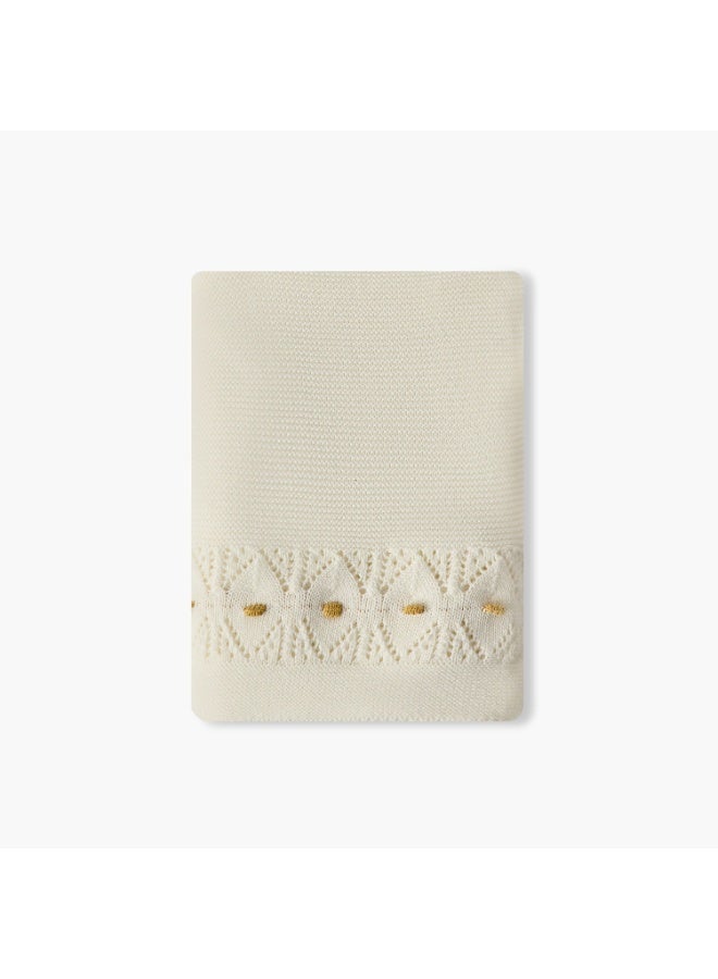 Nini Baby - Organic Cotton Knitted Baby Blanket, Elegant Trim, Antibacterial Finish – Snow White, 0-36 Months - Image 2