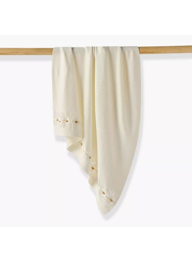 Nini Baby - Organic Cotton Knitted Baby Blanket, Elegant Trim, Antibacterial Finish – Snow White, 0-36 Months - Image 1