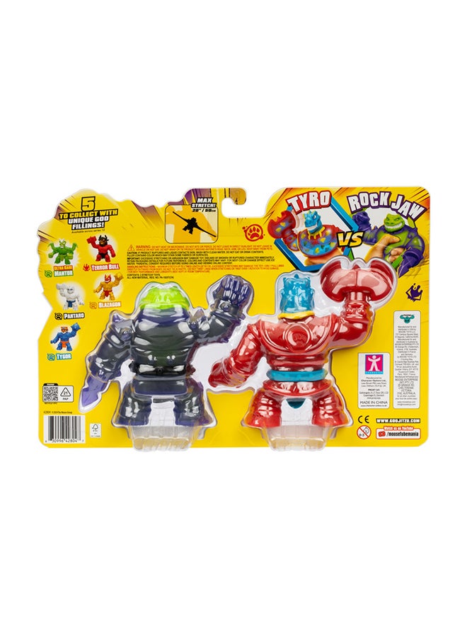 GOO JIT ZU تايرو ضد روك جاو حزمة مقابل ، تايرو مع عمل تثبيت الفك ، روك جاو مع درع شائك ، 5 بوصات ، أعمار 4+ ، أبطال جوجيت زو - Image 2