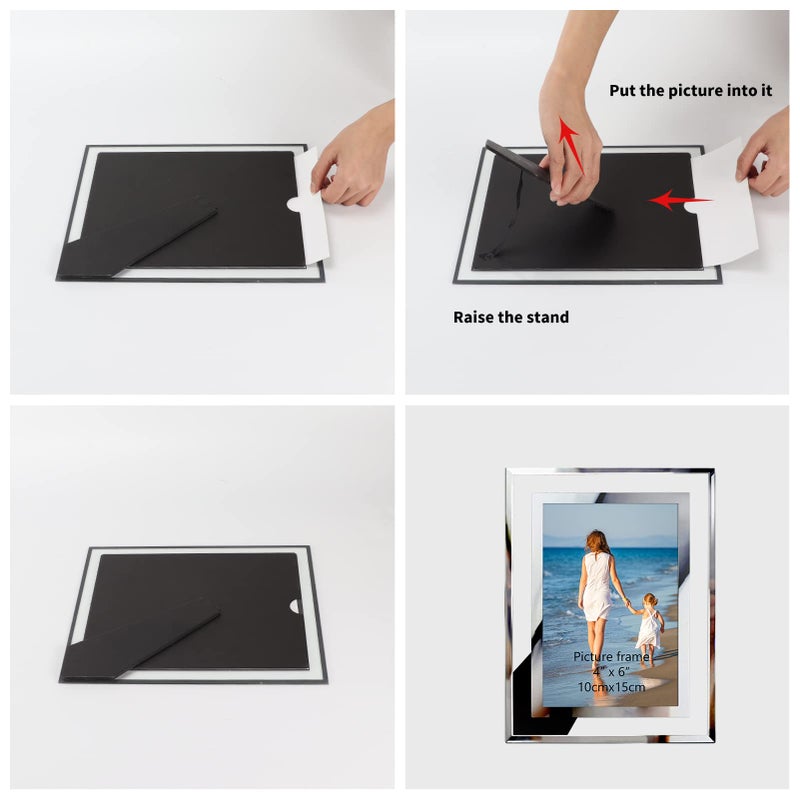 Hoikwo Bulk 5x7 Picture Frames  12 Packs Silver Photo Frames 5 by 7  Glass Wedding Frames 5x7  Clear Mirror Wedding Photo Frames  Only for Tabletop Display Vertically or Horizontally - Image 5