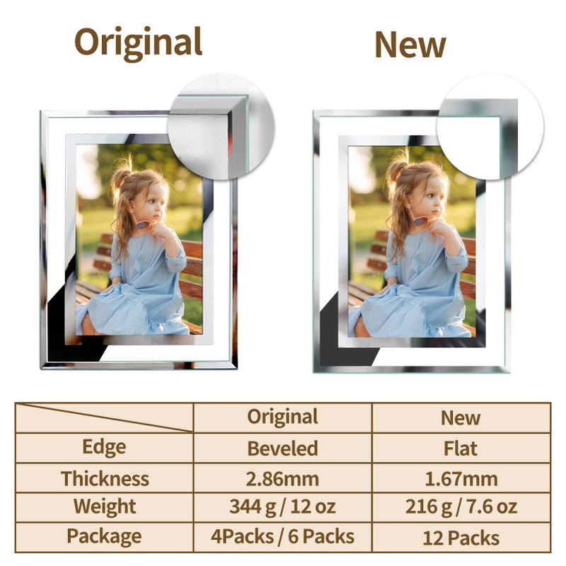 Hoikwo Bulk 5x7 Picture Frames  12 Packs Silver Photo Frames 5 by 7  Glass Wedding Frames 5x7  Clear Mirror Wedding Photo Frames  Only for Tabletop Display Vertically or Horizontally - Image 4