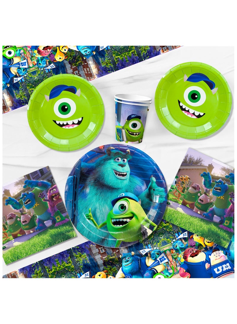 بيكسار طقم أدوات مائدة حفلات أعياد ميلاد الوحوش إنك يتسع لـ 16 ضيفًا، زينة حفلة عيد ميلاد الوحوش إنك أطباق الحفلة ذات الطابع الخاص بشركة Monsters Inc مناديل مفرش المائدة لافتة - Image 5