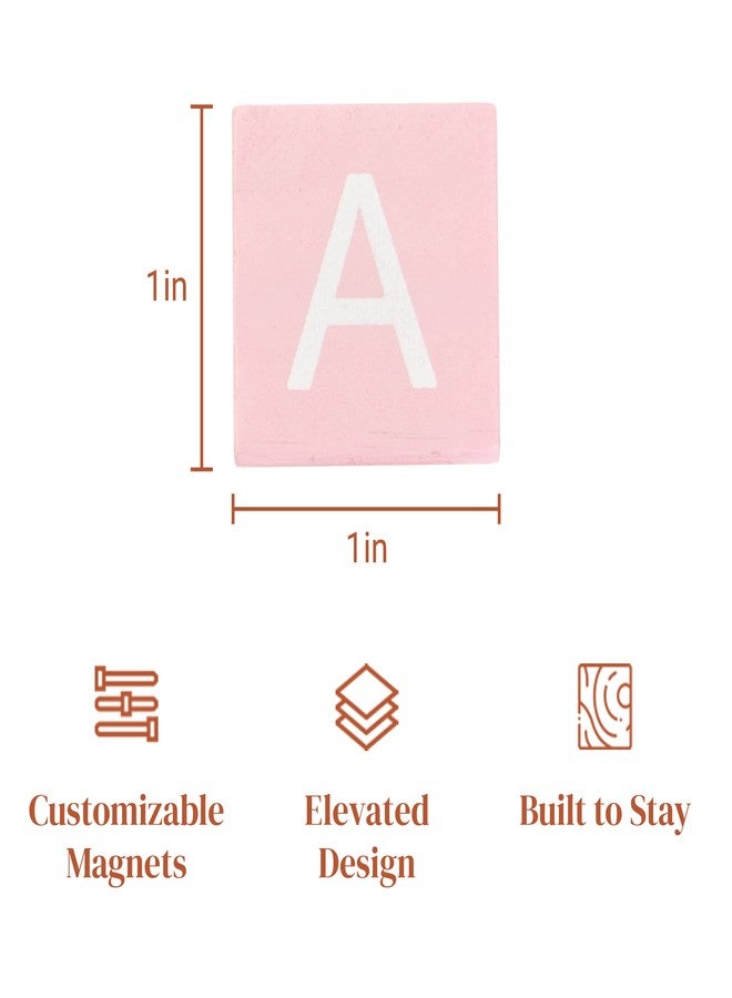 Stiles 100 Pieces Magnetic Letter Tiles, Wooden Magnetic Letters for Whiteboard, Fridge, or Magnetic Letter Board, Wood Alphabet Magnet Letters, Pink - Image 4