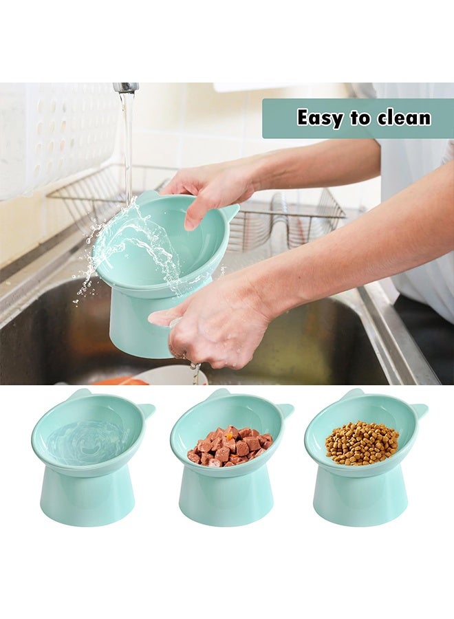 RESONIX Elevated Tilted Cat Food Bowl with Scoop – Anti-Vomiting Whisker-Friendly Shallow Cat Bowl, High-Leg Design for Comfortable Eating, Easy Clean (BLUE) - Image 5