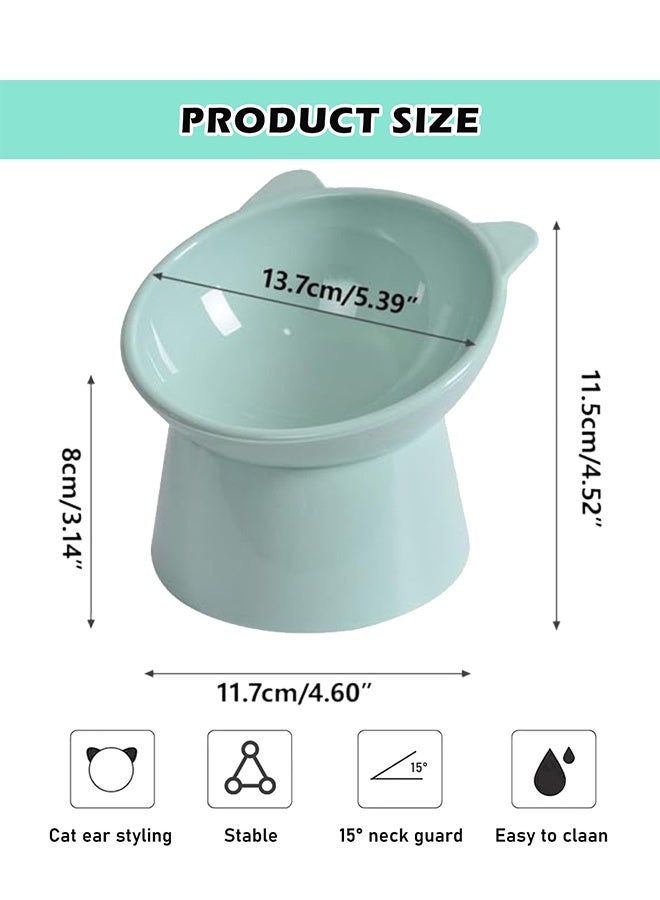 RESONIX Elevated Tilted Cat Food Bowl with Scoop – Anti-Vomiting Whisker-Friendly Shallow Cat Bowl, High-Leg Design for Comfortable Eating, Easy Clean (BLUE) - Image 2