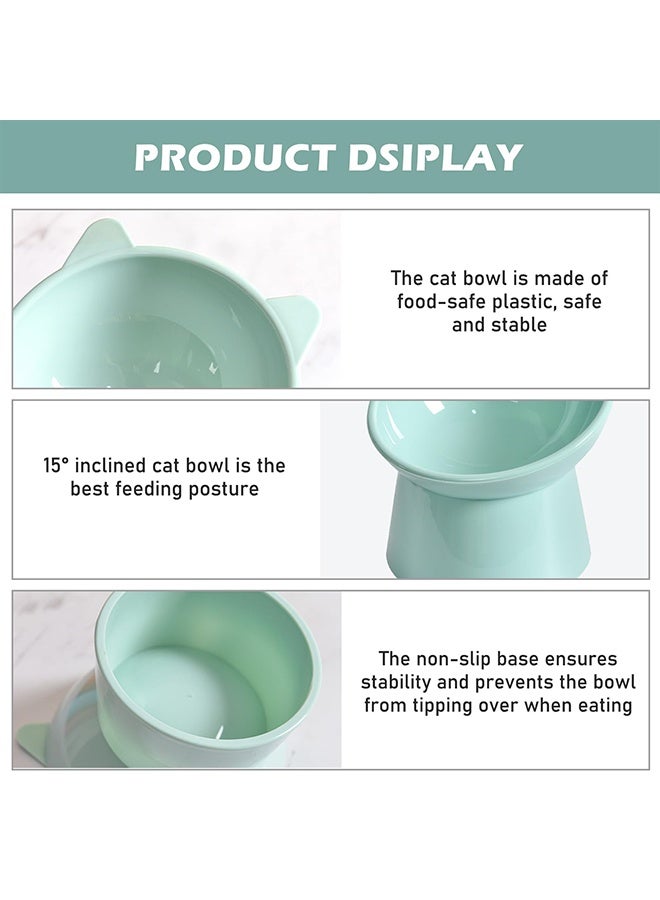 RESONIX Elevated Tilted Cat Food Bowl with Scoop – Anti-Vomiting Whisker-Friendly Shallow Cat Bowl, High-Leg Design for Comfortable Eating, Easy Clean (BLUE) - Image 3