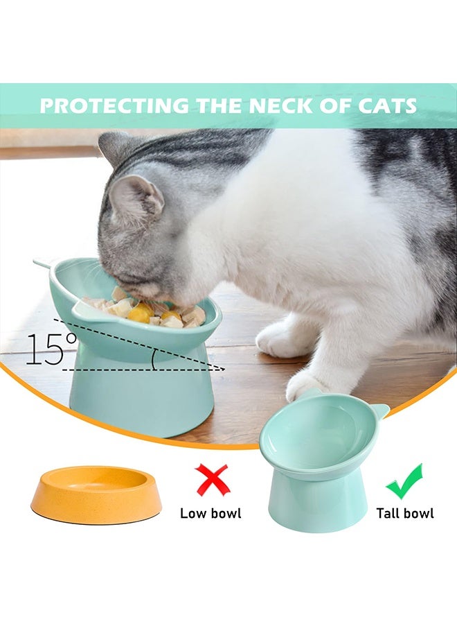 RESONIX Elevated Tilted Cat Food Bowl with Scoop – Anti-Vomiting Whisker-Friendly Shallow Cat Bowl, High-Leg Design for Comfortable Eating, Easy Clean (BLUE) - Image 4