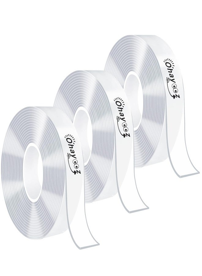 Ohayooz Extra Strong Double Sided Tape Heavy Duty Removable 10FT, Clear Sticky Adhesive Nano Tape Tough Washable Waterproof Mounting Tape for Hanging Picture, Poster, Carpet, Photo Deco - Image 1