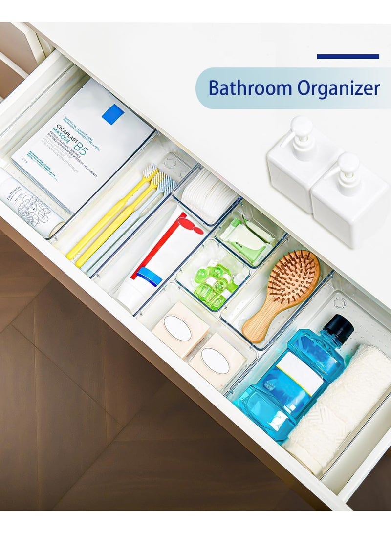 7-Piece Desk Drawer Organizer – Clear Plastic Storage Bins - Image 3