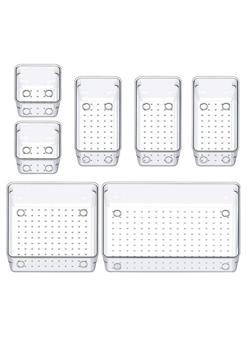 7-Piece Desk Drawer Organizer – Clear Plastic Storage Bins - Image 1