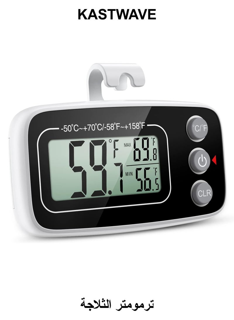 KASTWAVE Fridge Thermometer, Digital Refrigerator Freezer Thermometer with Clear LCD Display, Max/Min Function, 3 Mounting Options for Kitchen, Home, Restaurants - Image 1