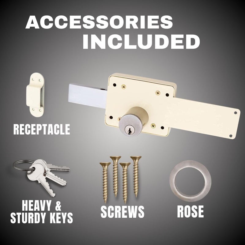 ONEPRO Pin Cylinder Inter Lock | Living Room Heavy Duty 3 Turn Main Door Lock with 3 Normal Brass Keys High-Security Main Door | Office Door | Bed Room | Tamper-Proof, & Weather Resistant Pack of 2 - Image 4