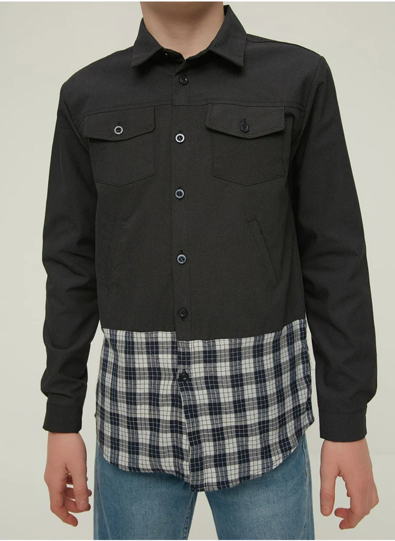 trendyol Kids Checked Panel Shirt