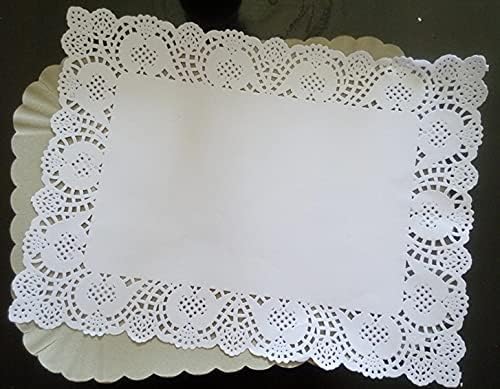 Adaamya� Rectangle Shaped - Lace Paper Doilies, Bulk for Desert, Tableware Decoration Placemats, Cake Packaging (100/200 Pieces) White (100) - Image 5