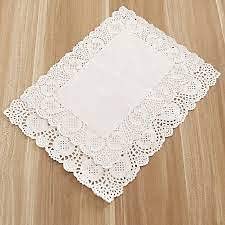Adaamya� Rectangle Shaped - Lace Paper Doilies, Bulk for Desert, Tableware Decoration Placemats, Cake Packaging (100/200 Pieces) White (100) - Image 2