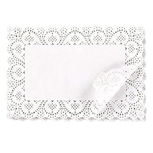 Adaamya� Rectangle Shaped - Lace Paper Doilies, Bulk for Desert, Tableware Decoration Placemats, Cake Packaging (100/200 Pieces) White (100) - Image 1