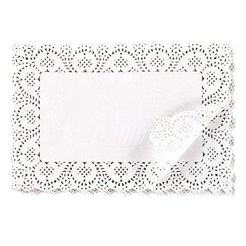 Adaamya� Rectangle Shaped - Lace Paper Doilies, Bulk for Desert, Tableware Decoration Placemats, Cake Packaging (100/200 Pieces) White (100) - Image 3