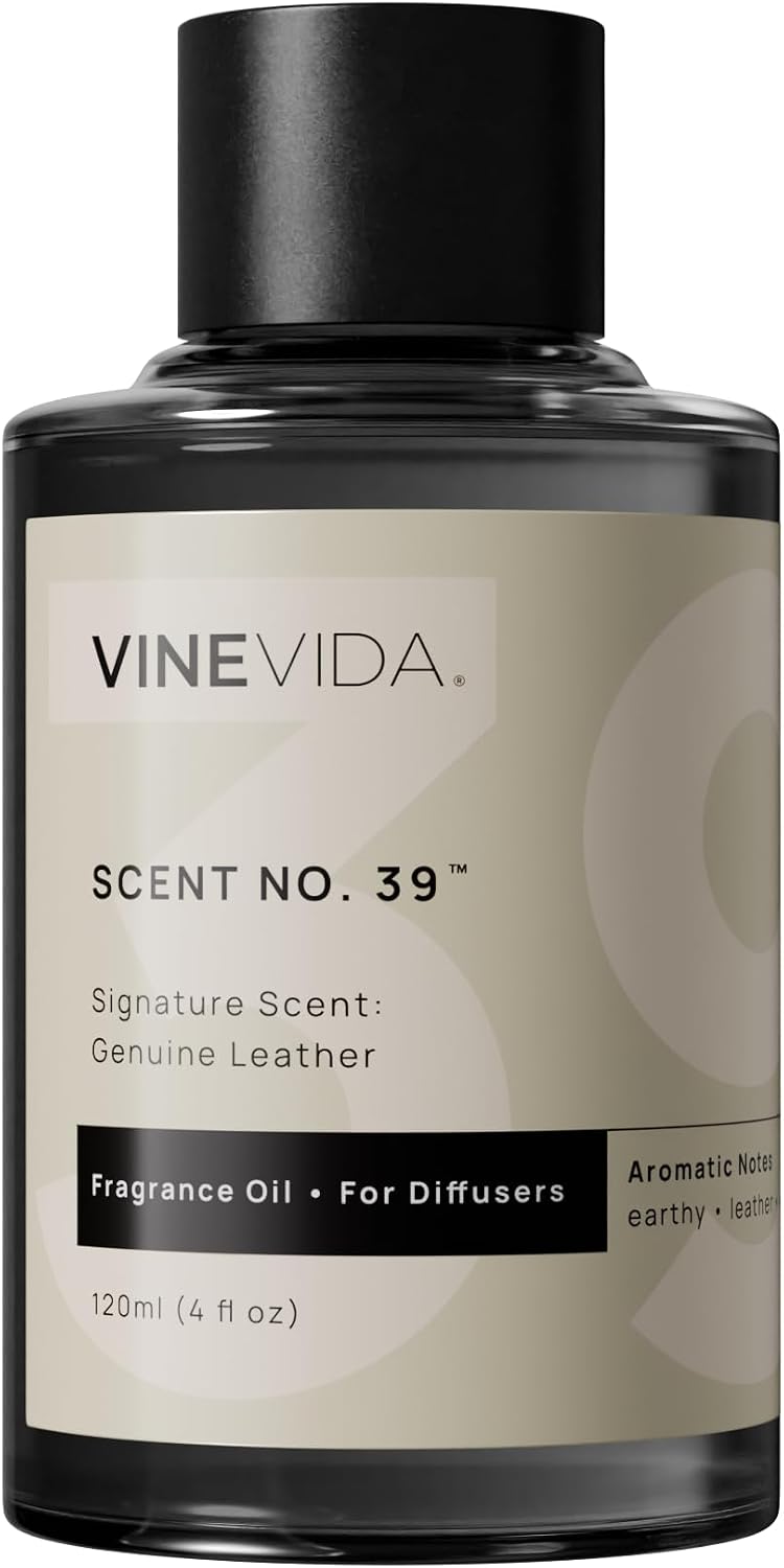 VINEVIDA Genuine Leather Fragrance Oil for Cold Air Diffusers, Essential Oils for Diffuser Oil Refill & Air Freshener Room Spray - 4 Fl Oz - Image 1