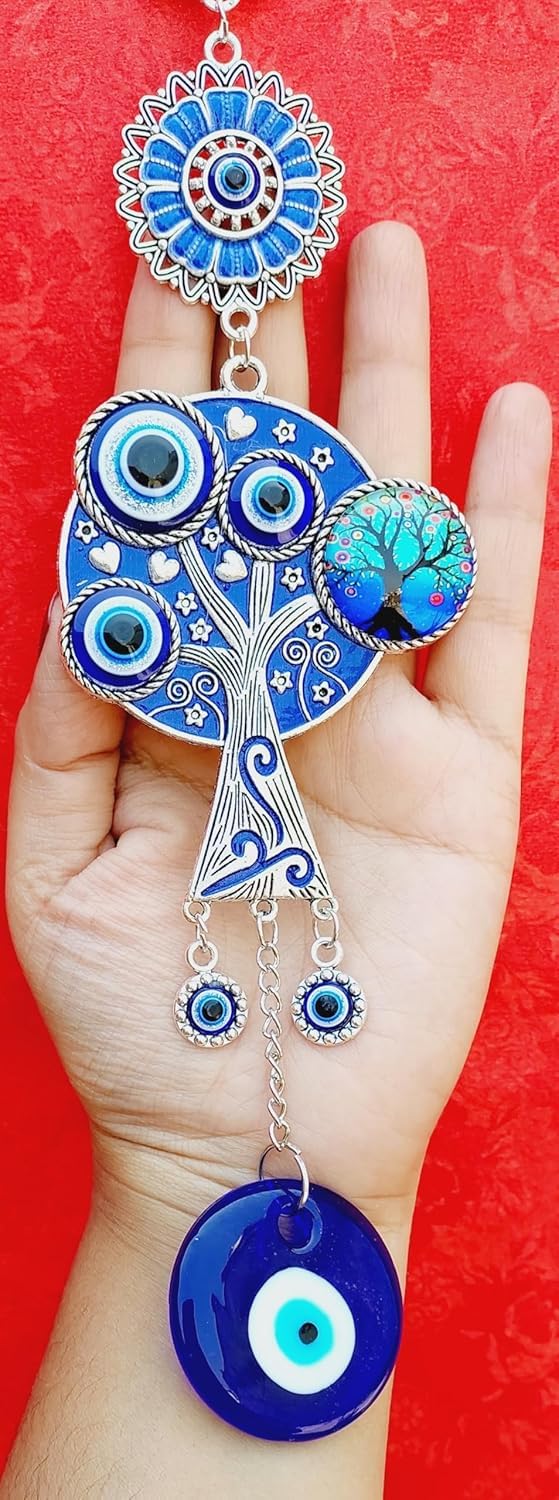 ARTISKRITI Evil Eye Hanging for House Main Entrance Door Decoration, Meenakari Evil Eye Charm Tree Nazar Battu for Good Luck, Prosperity and Protection - Image 3
