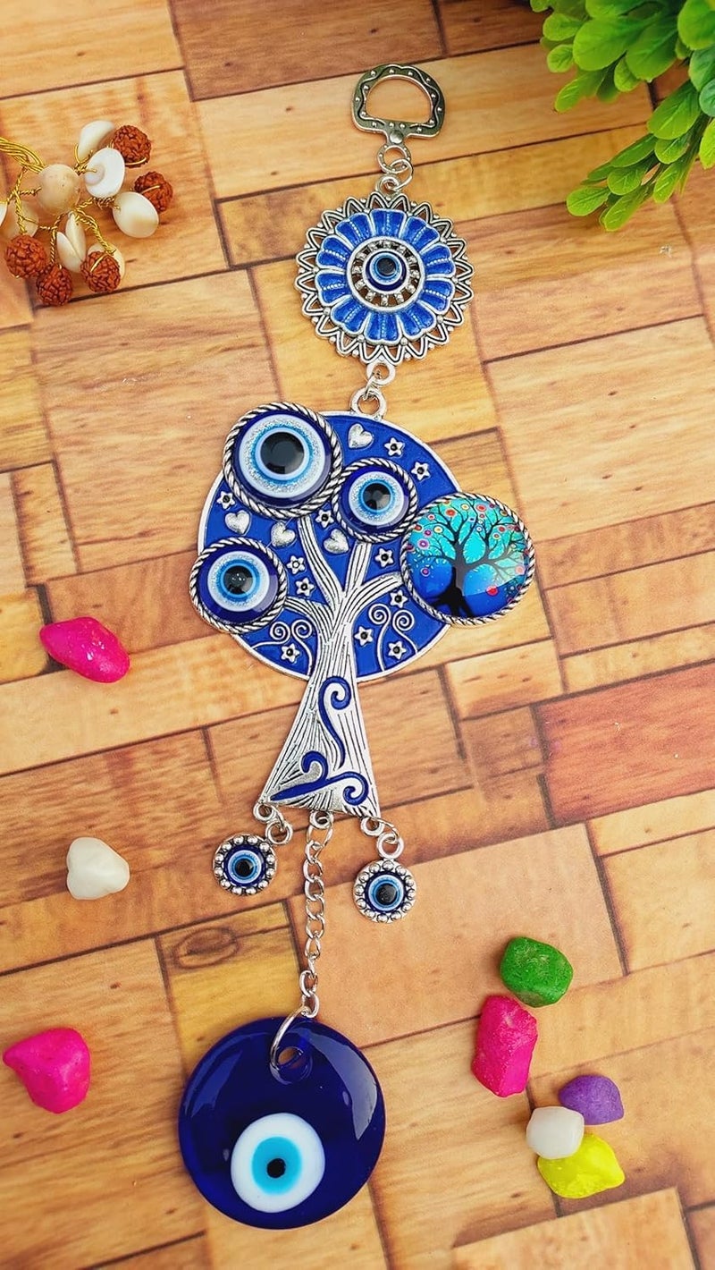 ARTISKRITI Evil Eye Hanging for House Main Entrance Door Decoration, Meenakari Evil Eye Charm Tree Nazar Battu for Good Luck, Prosperity and Protection - Image 2