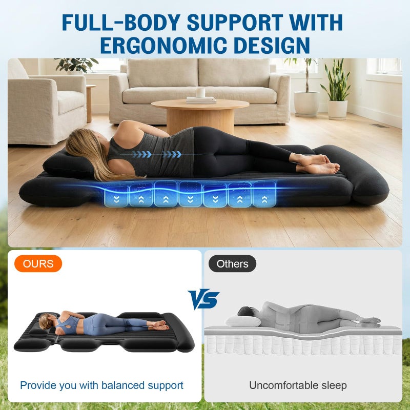 Abdtech SUV Air Mattress - Thickened Car Air Mattress with Electric Pump, Portable Inflatable Car Bed with 2 Pillows, Camping Mattress Back Seat for SUV Trunk, Travel, Home (Black) - Image 4