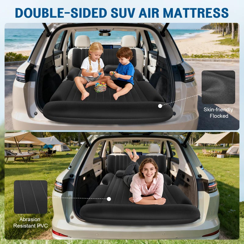 Abdtech SUV Air Mattress - Thickened Car Air Mattress with Electric Pump, Portable Inflatable Car Bed with 2 Pillows, Camping Mattress Back Seat for SUV Trunk, Travel, Home (Black) - Image 5