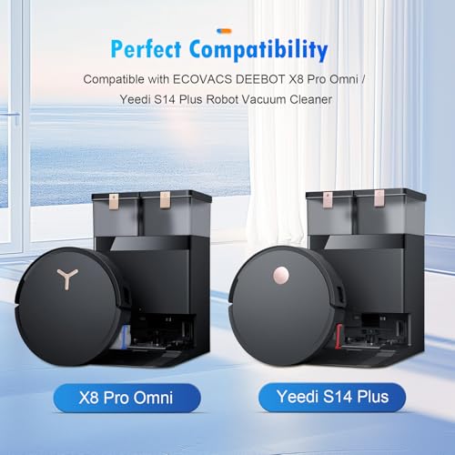 DrFlito 20 Pack Replacement Accessories Kit Compatible with ECOVACS DEEBOT X8 Pro Omni/Yeedi S14 Plus Robot Vacuum, 1 Main Brush, 6 Side Brush, 4 HEPA Filter, 2 Mopping Roller, 6 Dust Bag - Image 2