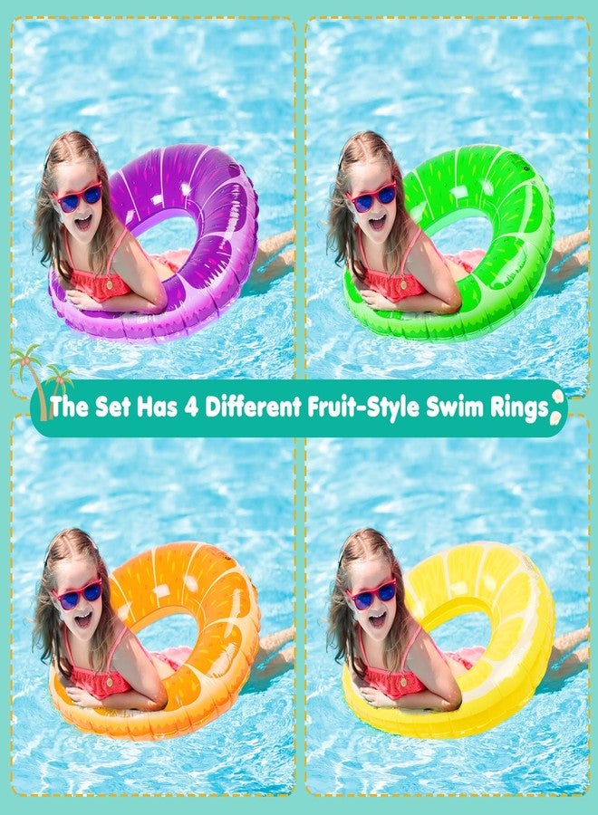 Vertintong 5 Pack Pool Floats Kids Fruit Inflatable Pool Floats Swim Ring Lemon Swim Tube Rings with Inflatable Surfboard for Kids Luau Hawaiian Beach Birthday Party Decoration(Pineapple) - Image 4
