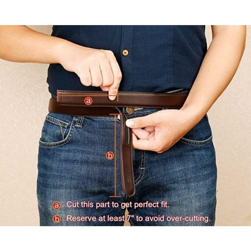 2 Pack Men's Leather Ratchet Dress Belt Ratchet Buckle Fits 60-120 cm For Formal Wear Oxfords Black Brown Genuine Leather Adjustable Comfort Fit - Image 4