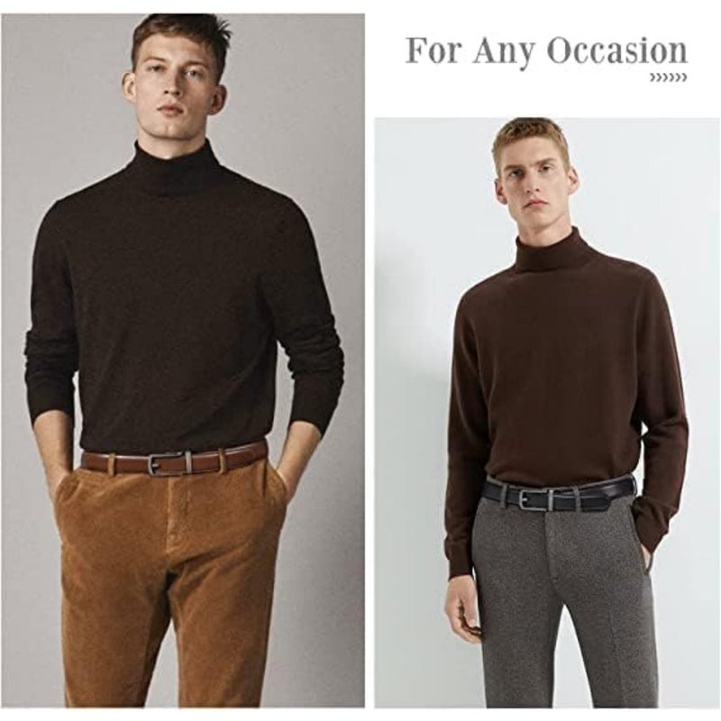 2 Pack Men's Leather Ratchet Dress Belt Ratchet Buckle Fits 60-120 cm For Formal Wear Oxfords Black Brown Genuine Leather Adjustable Comfort Fit - Image 5