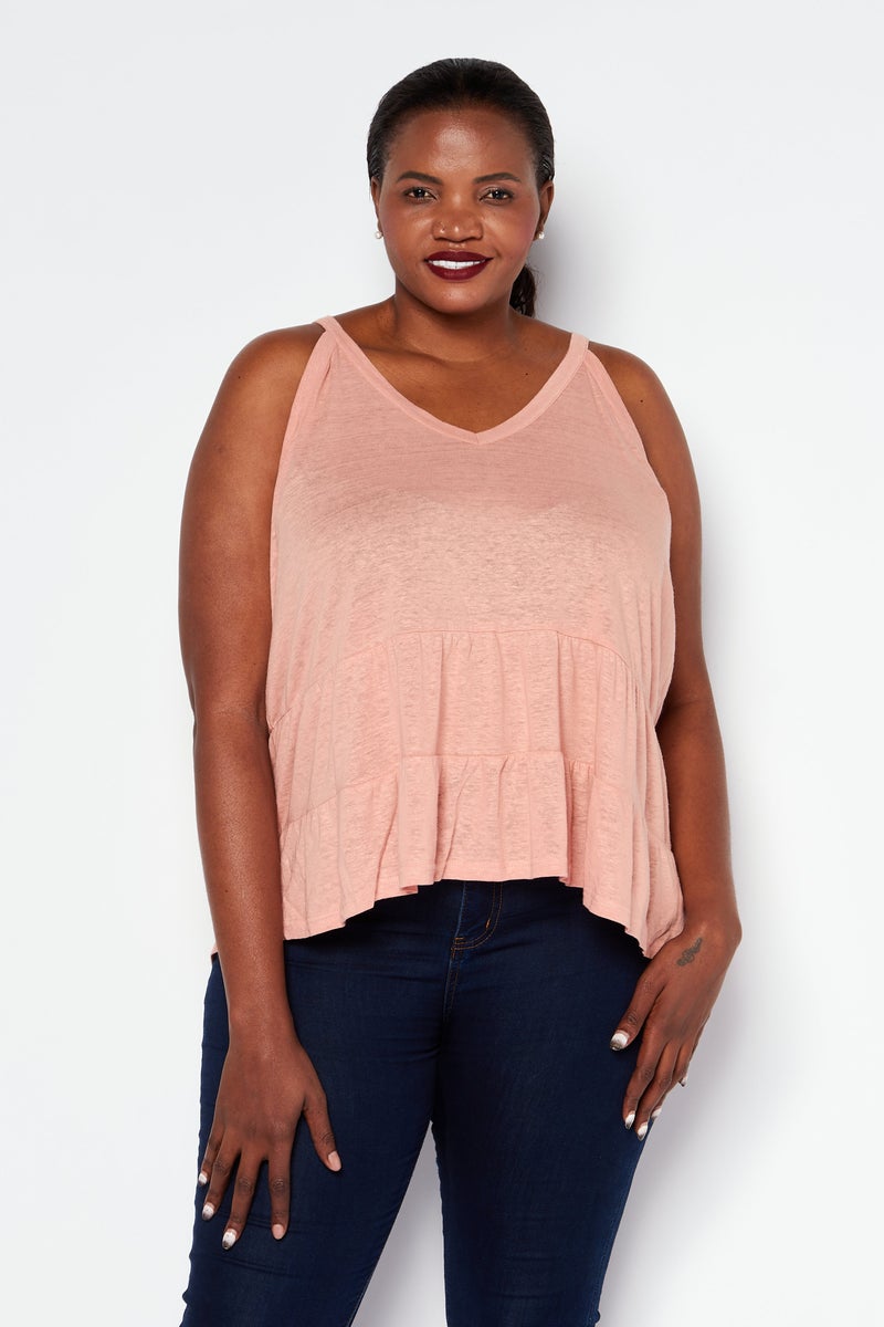 STEVE MADDEN Women V Neck Sleeveless Plain Top, Rose - Image 1