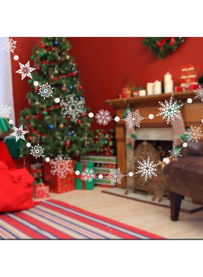 Konsait 16.4ft Winter Snowflake Hanging Garland Christmas Decoration, 2 Strings Snowflakes Ornaments Garland for Christmas Winter Wonderland Holiday New Year Party Home Decorations Supplies - Image 1