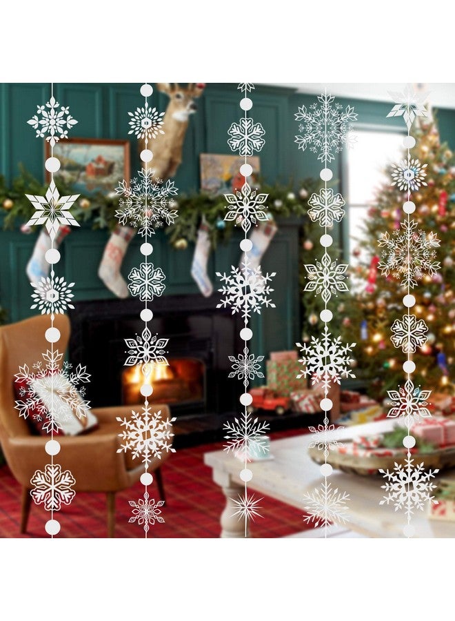 Konsait 16.4ft Winter Snowflake Hanging Garland Christmas Decoration, 2 Strings Snowflakes Ornaments Garland for Christmas Winter Wonderland Holiday New Year Party Home Decorations Supplies - Image 5