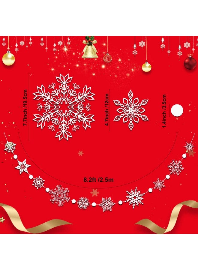 Konsait 16.4ft Winter Snowflake Hanging Garland Christmas Decoration, 2 Strings Snowflakes Ornaments Garland for Christmas Winter Wonderland Holiday New Year Party Home Decorations Supplies - Image 2