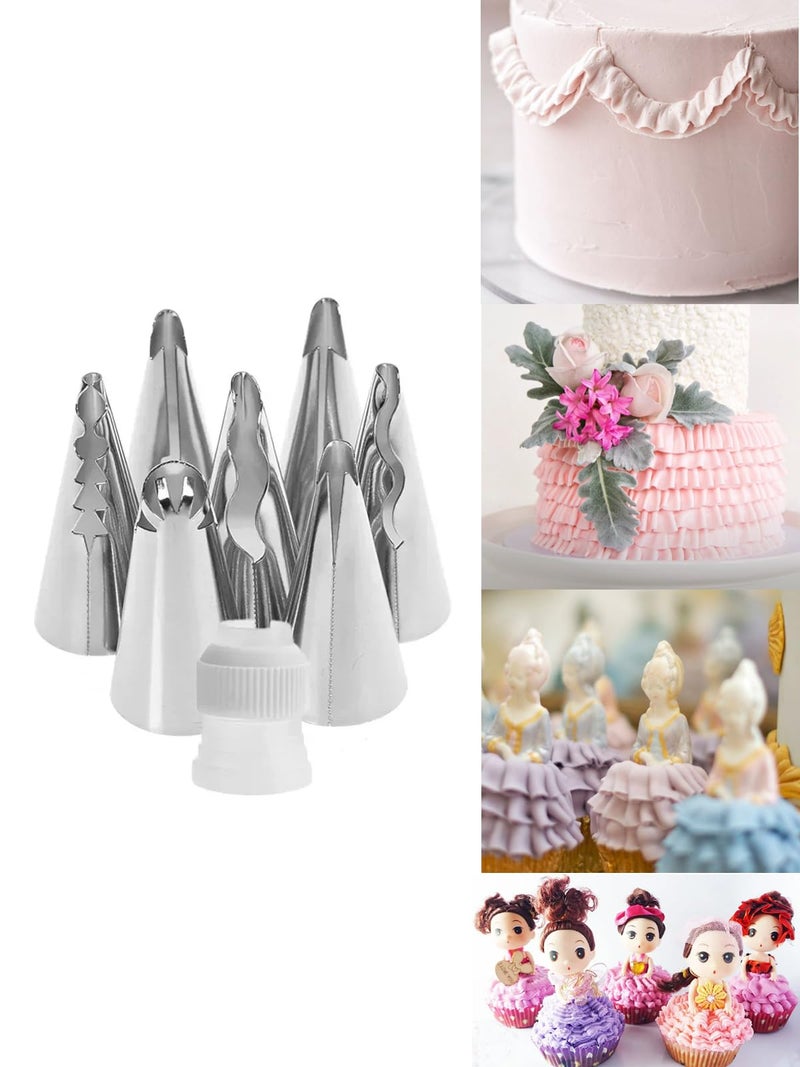 Ruffle Icing Tips with Coupler020030040060070080090 Russian Ruffle Tips  Standard Piping Coupler for Cake Decorating