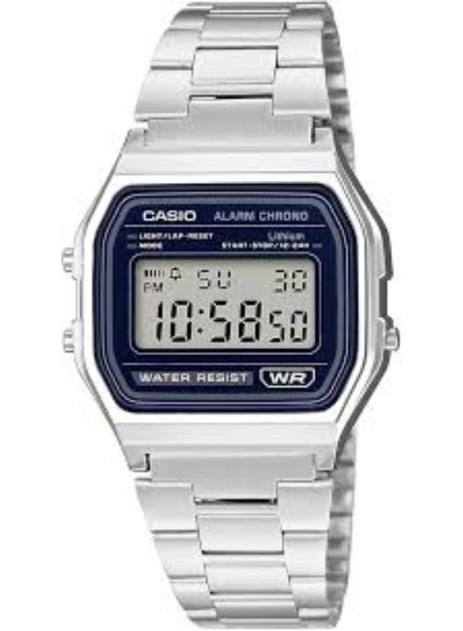 Casio Digital Wrist Watch, Silver-Tone Metal Band - Image 1