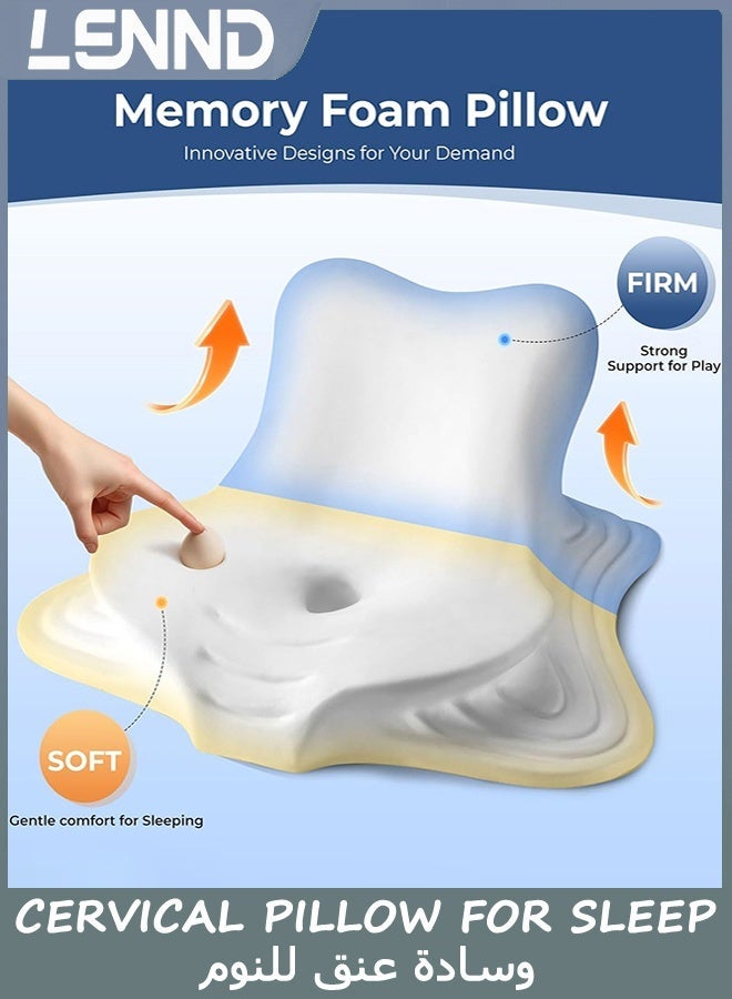 LENND Cervical Pillow for Sleeping, Memory Foam Back Support Pillow for Neck Pain Relief, Contour Orthopedic Bed Pillow for Reading, Wedge Pillow for Sitting Up, Ergonomic Prone Side Sleeper Pillow - Image 5