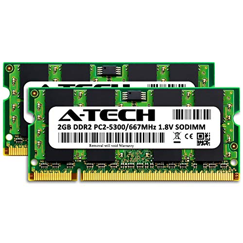 A-Tech 4GB (2x2GB) DDR2 667MHz SODIMM PC2-5300 1.8V CL5 200-Pin Non-ECC Unbuffered Laptop RAM Memory Upgrade Kit - Image 2