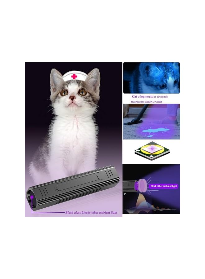 PROMASS UV Flashlight Blacklight Wood's UV Lamp, Portable 365nm Pet Cat Dog UV Black light Flashlight Cat Ringworm Detector,Doctor Pet Urine Detector for Analyzing Skin Dog Cat Care Bed Bug Inspection  - Image 2