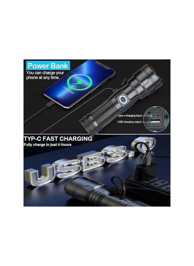PROMASS promass Led Flashlight Rechargeable Torch Light,Portable Flashlight High Lumens Flash Light USB Handheld Powerful Torches for Camping Hiking Emergency or household,Waterproof Portable  - Image 4