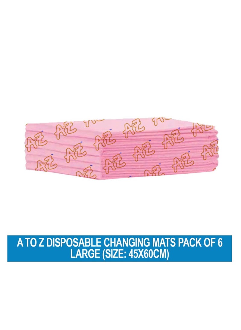 A TO Z A to Z - Disposable Changing Mat size (45cm x 60cm) Large- Premium Quality for Baby Soft Ultra Absorbent Waterproof - Pack of of 6 - Pink  - Image 2