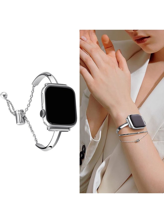 Stainless Steel Band Compatible with Apple Watch Band 38mm 40mm 41mm 42mm 44mm iWatch SE Series 11 10 9 8 7 6 5 4 3 2 1, Slim Versatile Bangle Bracelet for Women - Image 1