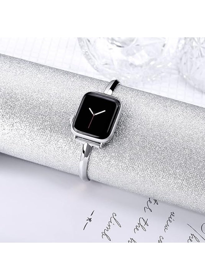 Stainless Steel Band Compatible with Apple Watch Band 38mm 40mm 41mm 42mm 44mm iWatch SE Series 11 10 9 8 7 6 5 4 3 2 1, Slim Versatile Bangle Bracelet for Women - Image 3