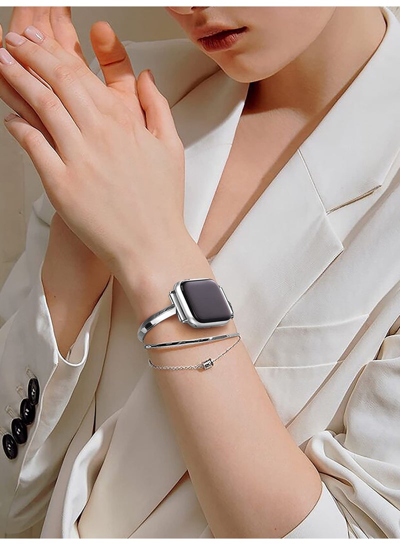 Stainless Steel Band Compatible with Apple Watch Band 38mm 40mm 41mm 42mm 44mm iWatch SE Series 11 10 9 8 7 6 5 4 3 2 1, Slim Versatile Bangle Bracelet for Women - Image 5