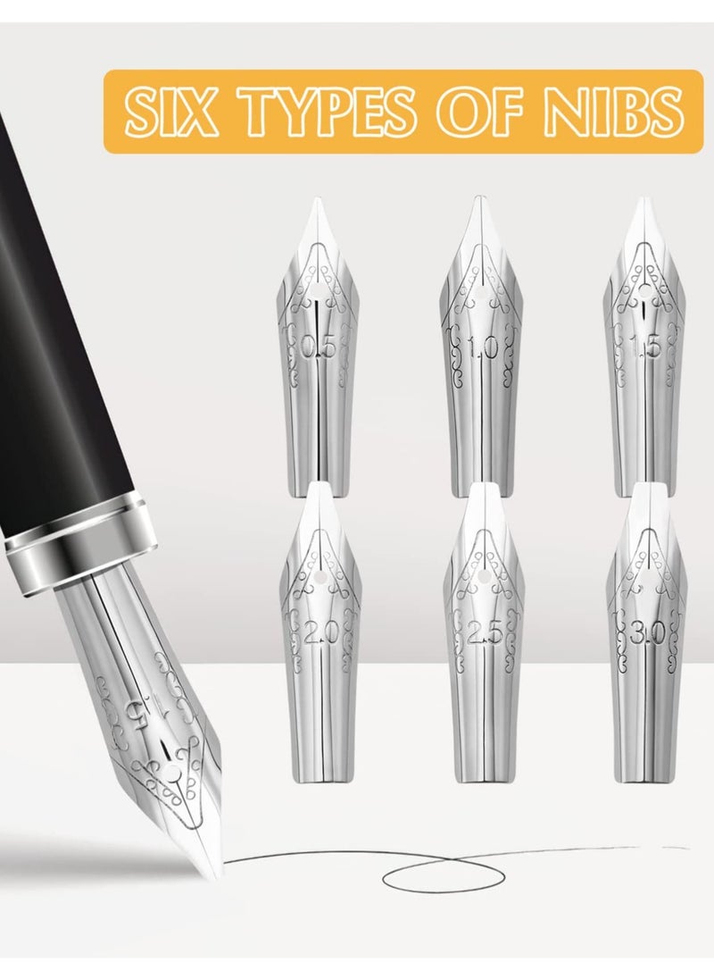 Excefore 30pcs Stainless Steel Fountain Pen Nibs, Replacement Nibs Set for Calligraphy and Writing, Various Sizes for Kids, Adults, and Students(0.5+1+1.5+2+2.5+3mm each 5pcs)  - Image 3