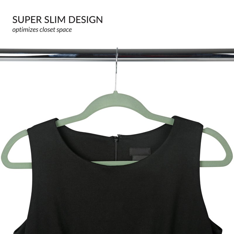 Simplify Slim Velvet Clothes Hangers | 50 Pack | Non-Slip | Shirts | Suit | Pants | Dresses | Garments | Closet Storage & Organization | Durable | Sage - Image 3