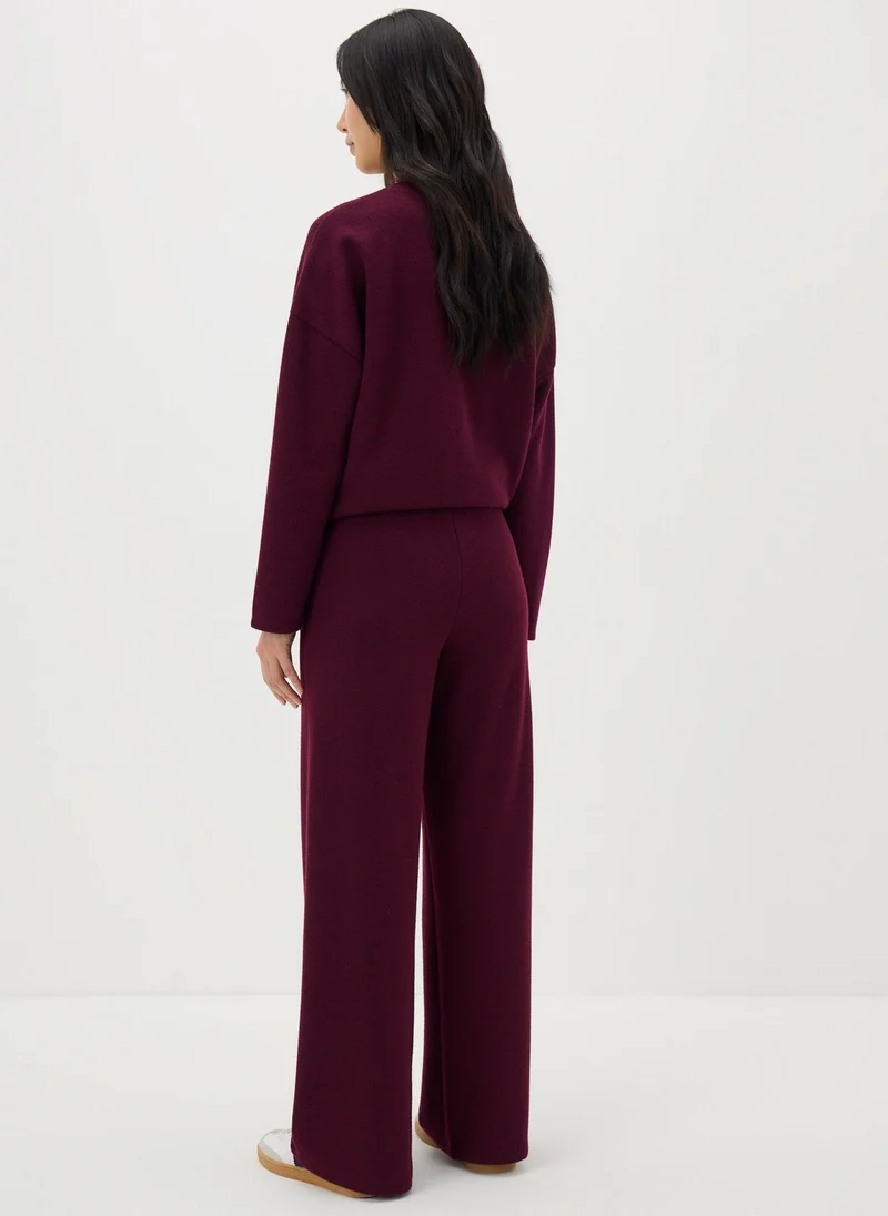 Matalan Burgundy Soft Touch Wide Leg Trousers