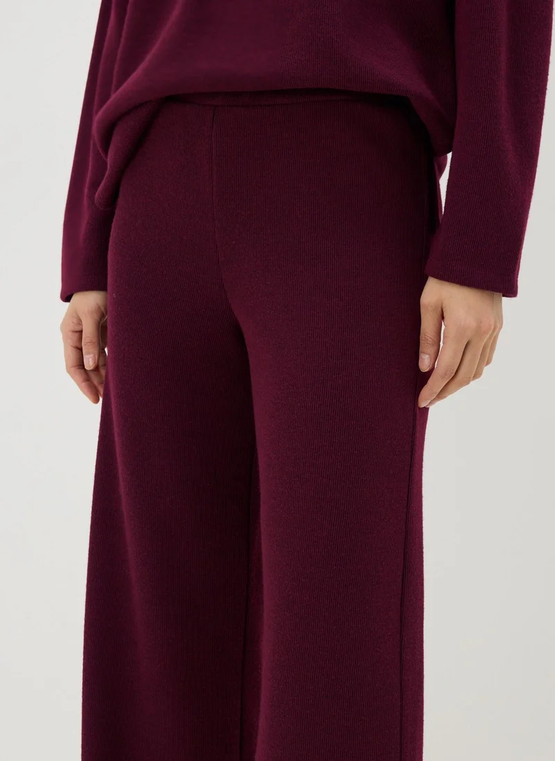 Matalan Burgundy Soft Touch Wide Leg Trousers